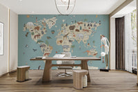 Global Wildlife Wallpaper Mural - Wallanza