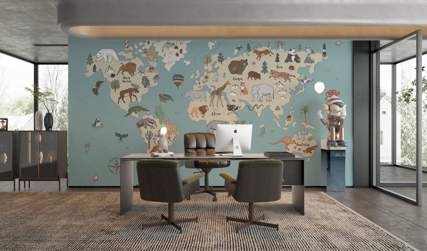 Global Wildlife Wallpaper Mural - Wallanza