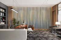 Gold and Blue Gradient Striped mural for office and professional spaces.