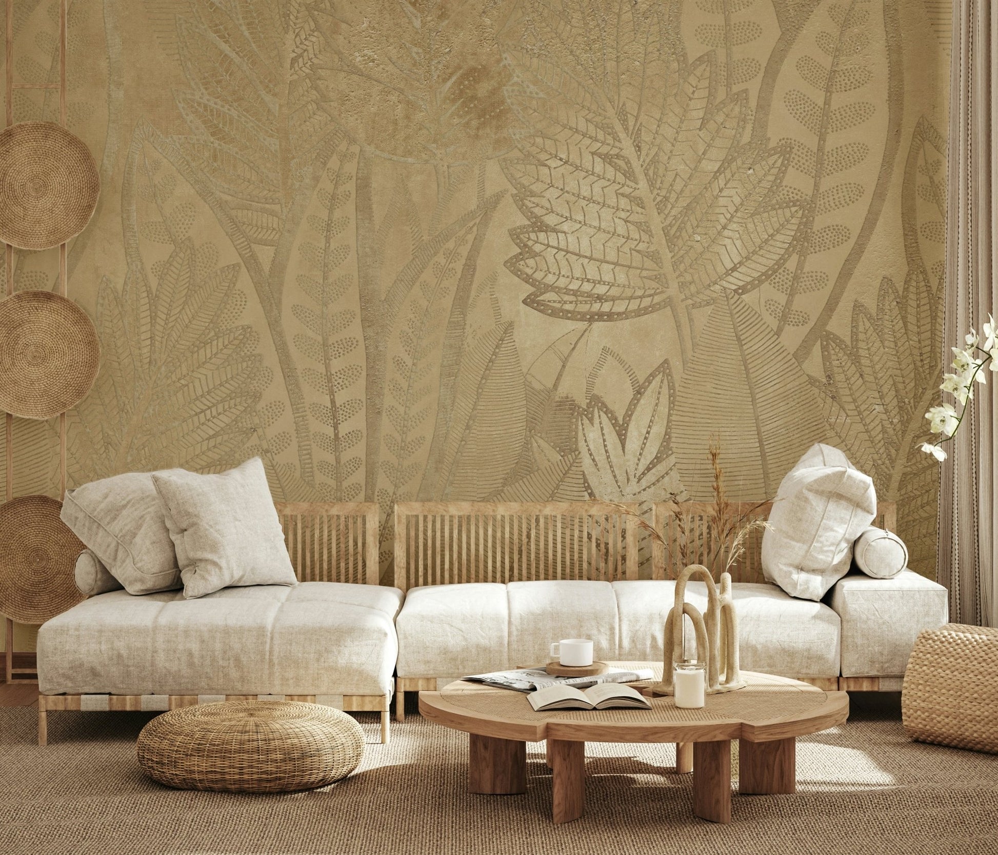 Golden Foliage Wall Mural - Wallanza