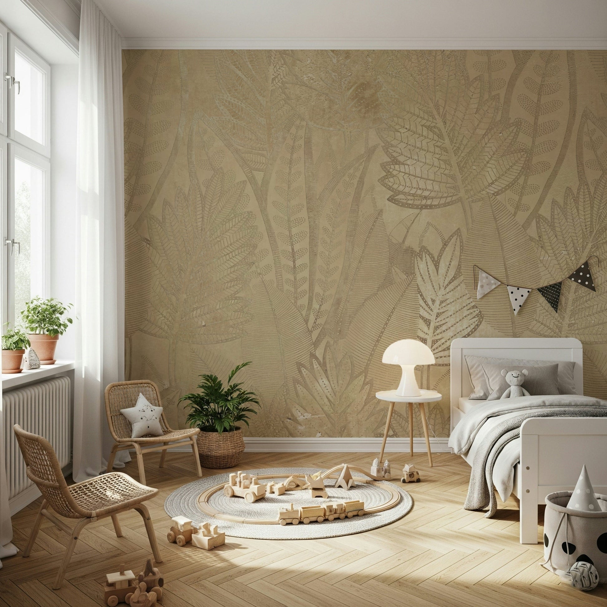Golden Foliage Wall Mural - Wallanza