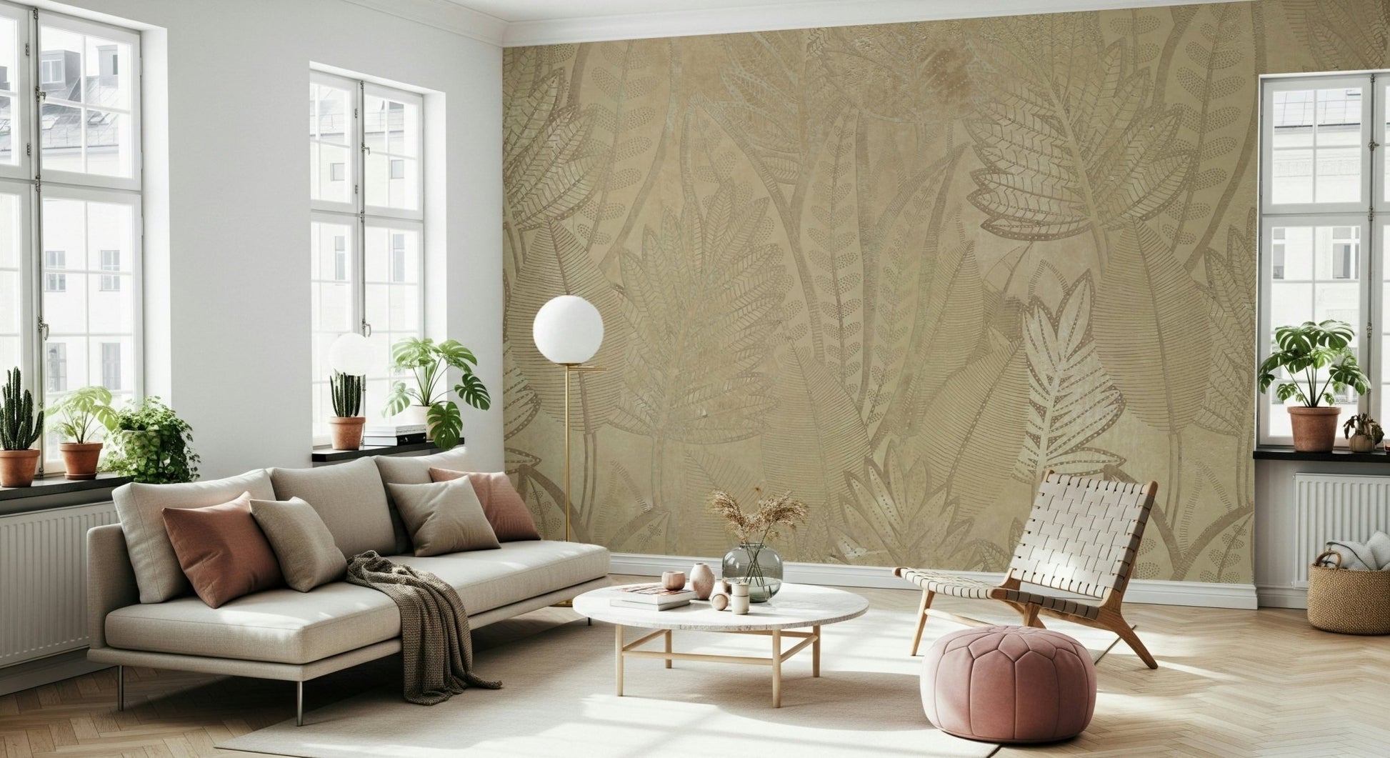 Golden Foliage Wall Mural - Wallanza