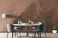 Golden Geometric Forest Wall Mural - Wallanza