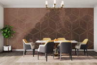 Golden Geometric Forest Wall Mural - Wallanza