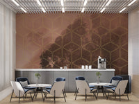 Golden Geometric Forest Wall Mural - Wallanza