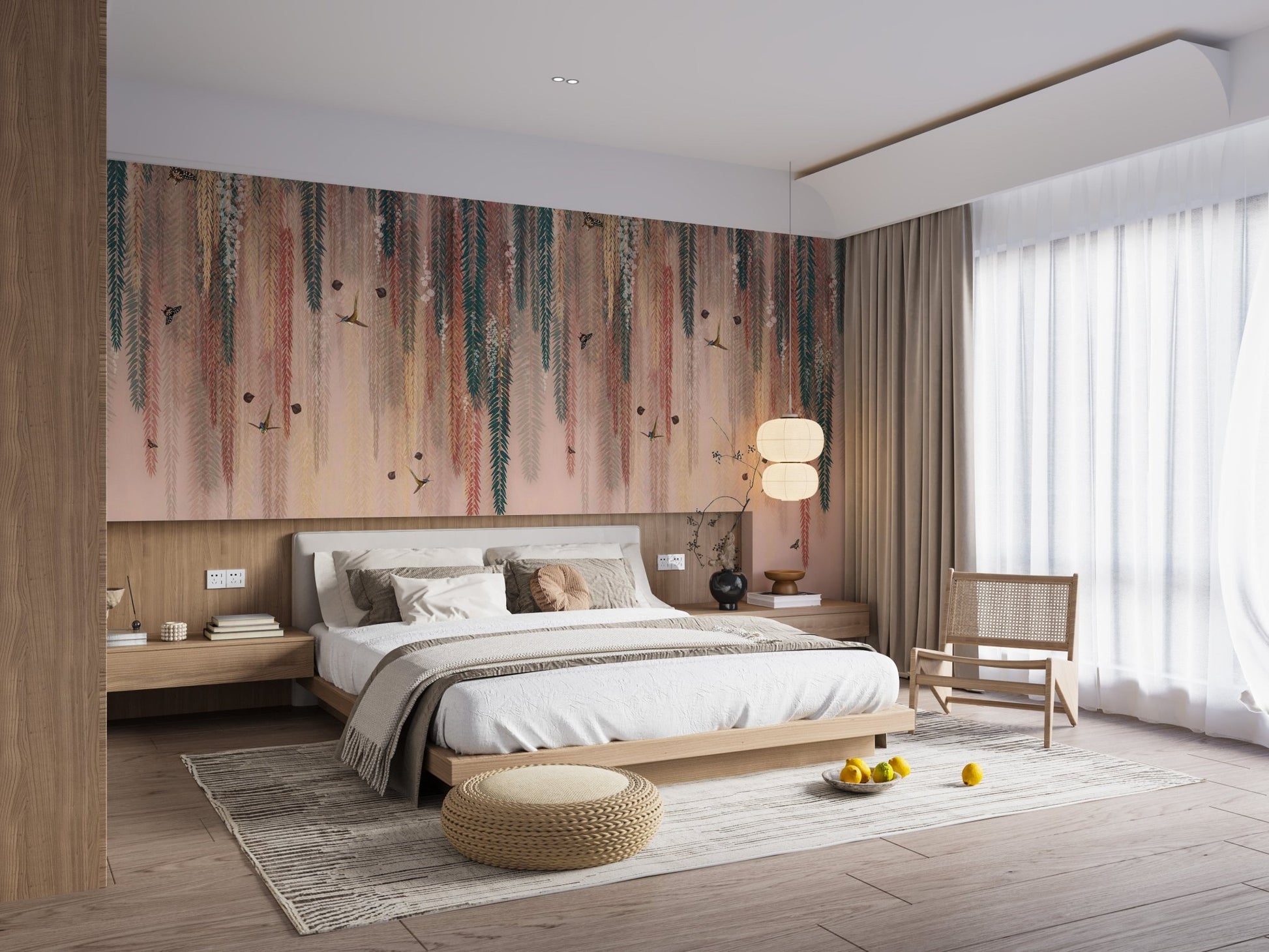 Golden Glow Wisteria Wallpaper Mural - Wallanza