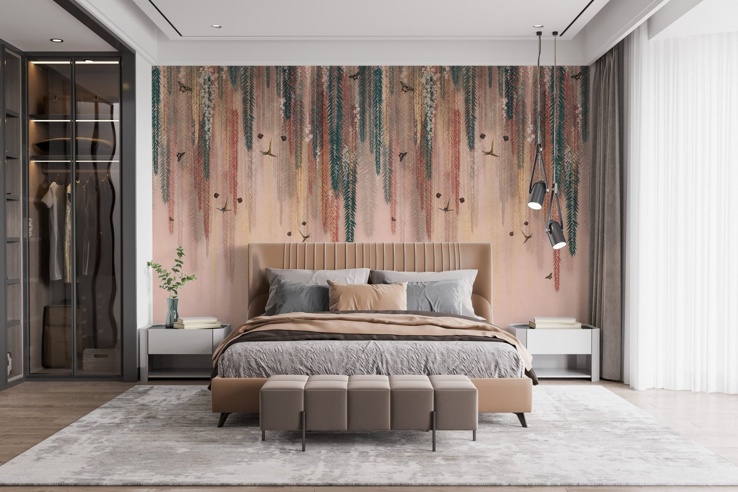 Golden Glow Wisteria Wallpaper Mural - Wallanza