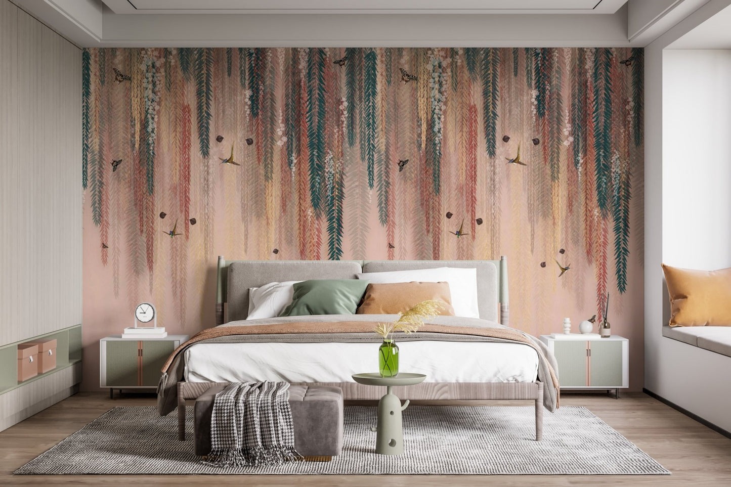 Golden Glow Wisteria Wallpaper Mural - Wallanza