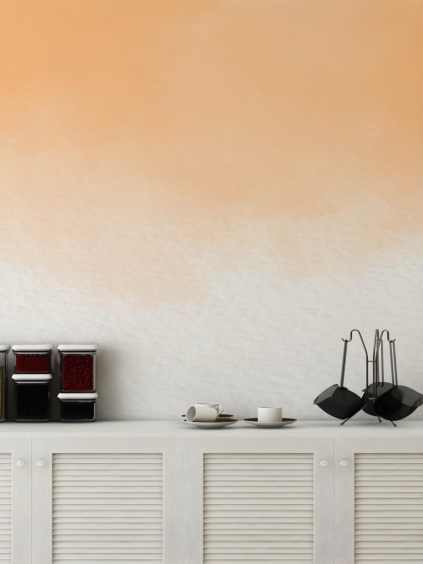 Abstract amber watercolor wall mural with smooth fade design.