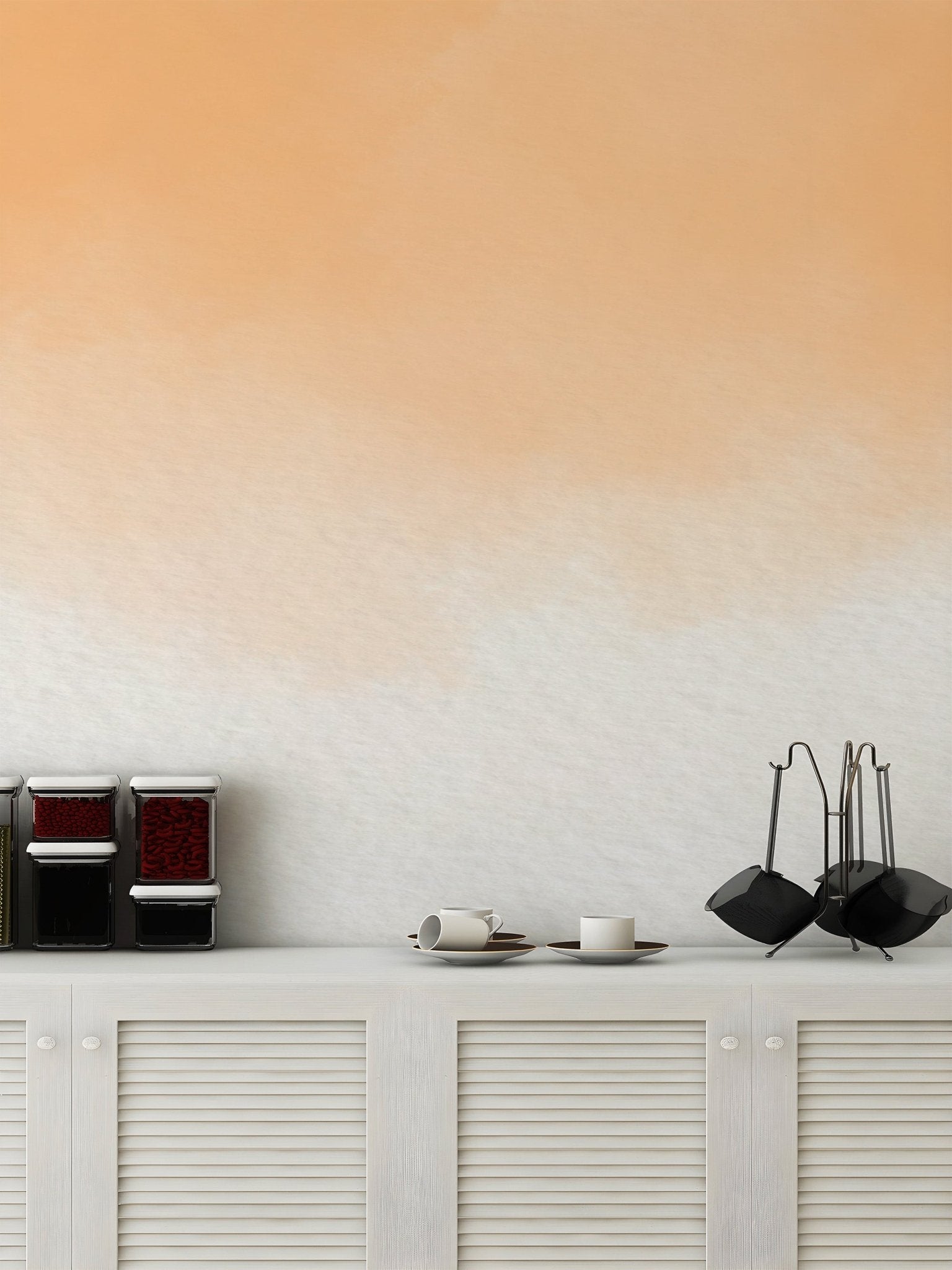 Abstract amber watercolor wall mural with smooth fade design.