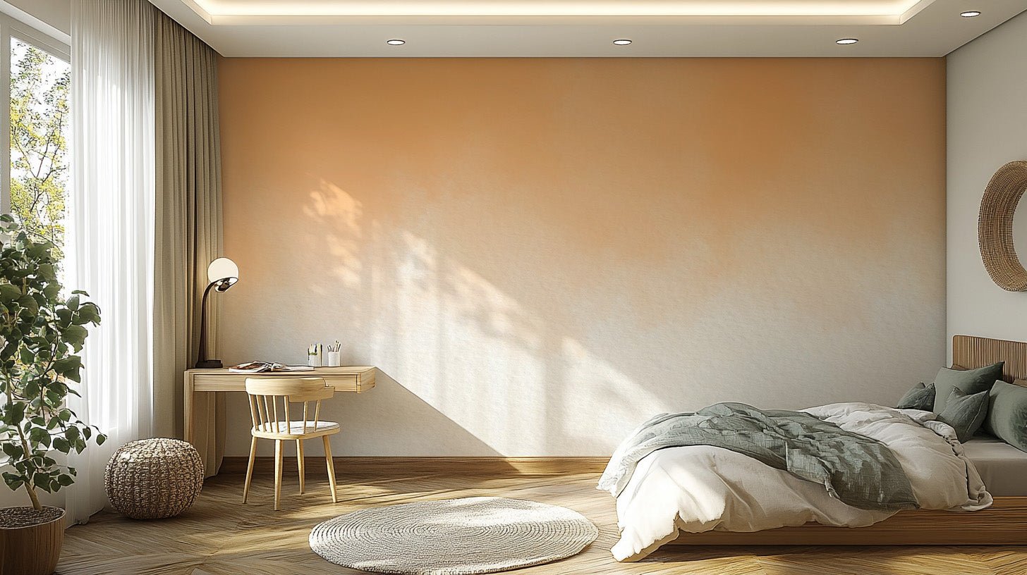 Golden hour watercolor wall mural with warm amber gradient.