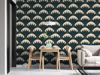 Mid-century modern style Art Deco wallpaper for a contemporary dining area