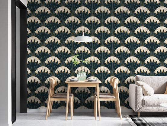 Mid-century modern style Art Deco wallpaper for a contemporary dining area