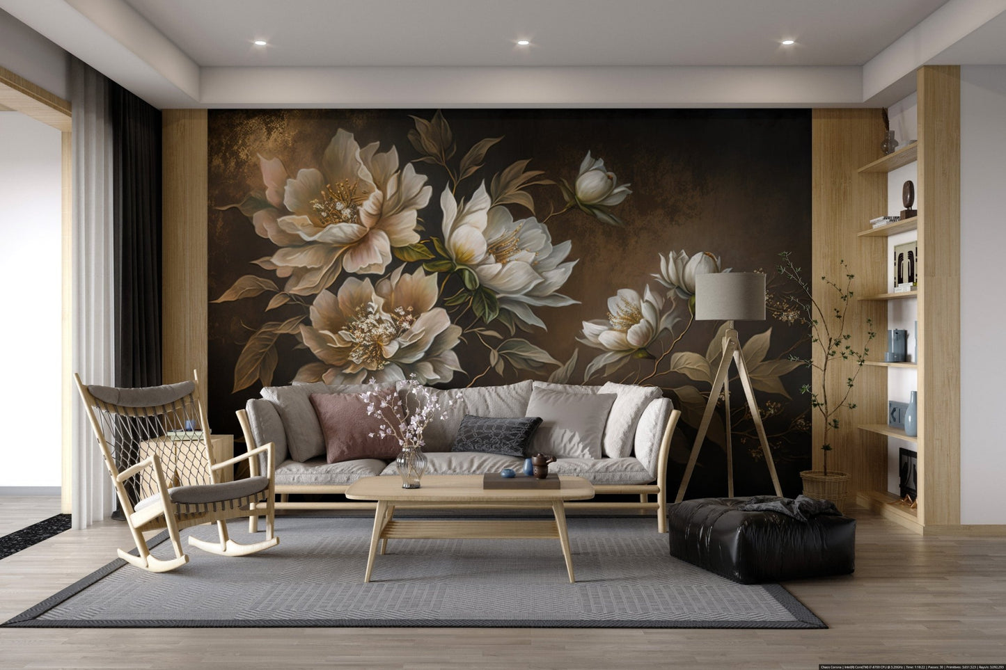 Golden Peony Floral Wallpaper - Wallanza