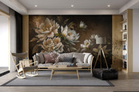 Golden Peony Floral Wallpaper - Wallanza
