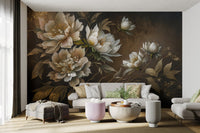 Golden Peony Floral Wallpaper - Wallanza