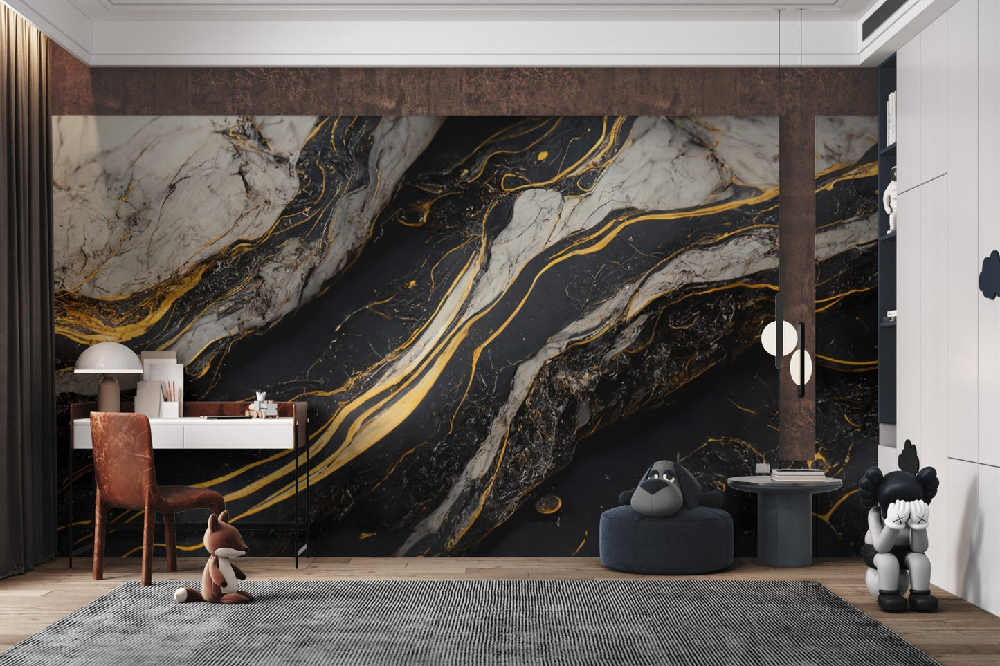 Golden Veined Marble Wall Mural - Wallanza