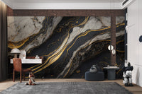 Golden Veined Marble Wall Mural - Wallanza