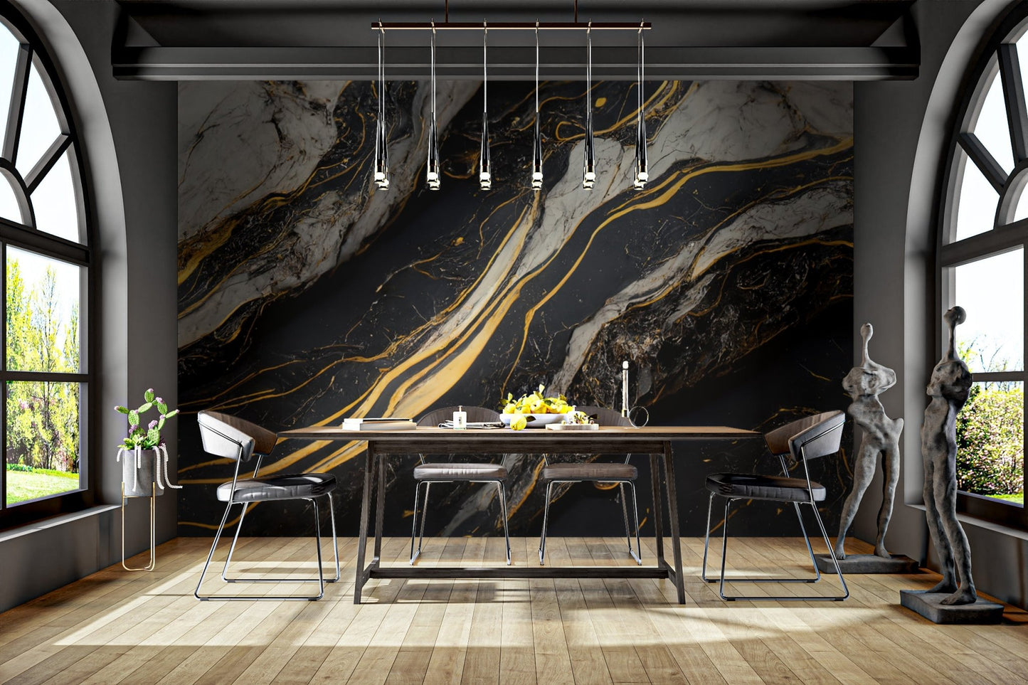 Golden Veined Marble Wall Mural - Wallanza