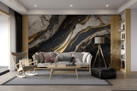 Golden Veined Marble Wall Mural - Wallanza