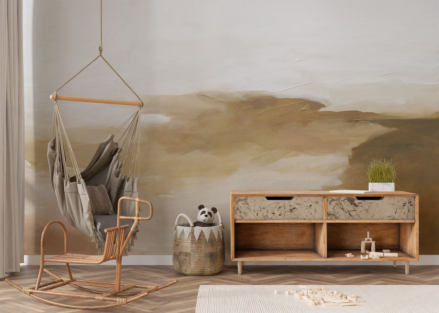 Golden Watercolor Abstract Wallpaper - Wallanza