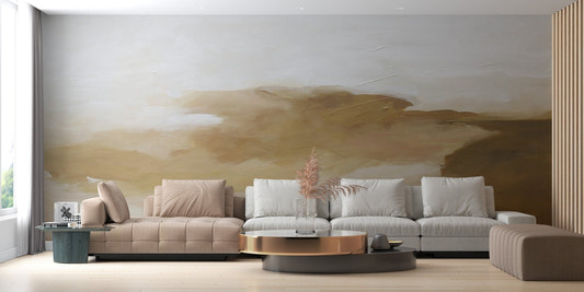 Modern abstract wallpaper with a warm metallic and tan color palette.