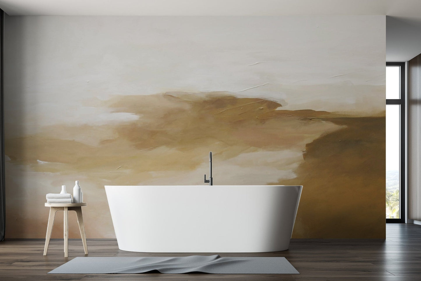 Golden Watercolor Abstract Wallpaper - Wallanza