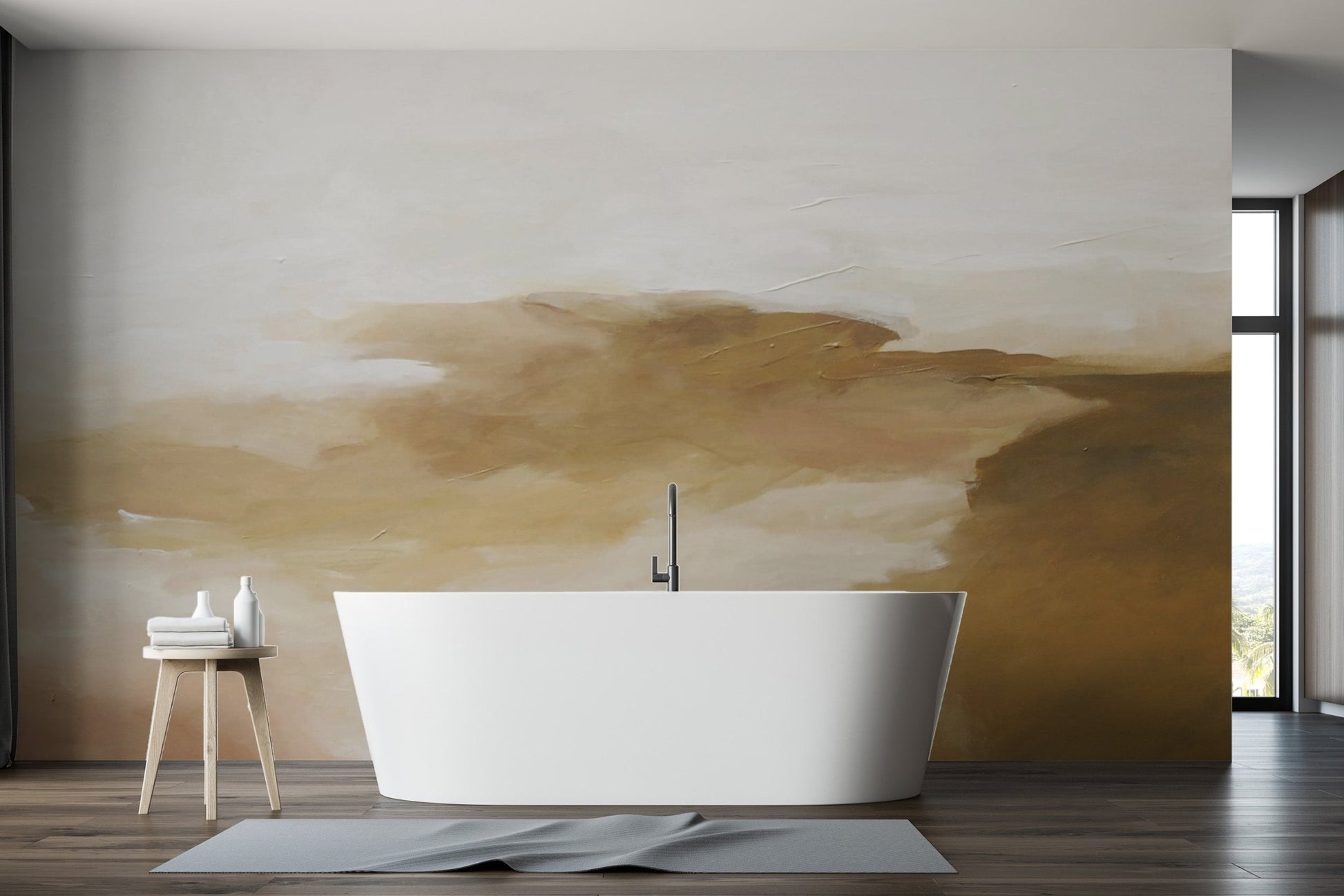 Golden Watercolor Abstract Wallpaper - Wallanza