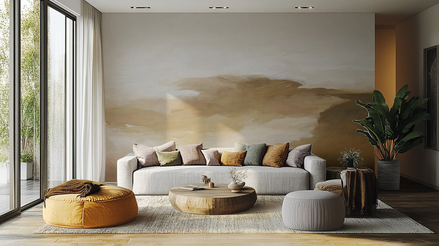 Golden Watercolor Abstract Wallpaper - Wallanza