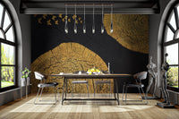 Graceful wall art mural featuring butterflies and gold tones.