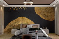 Sophisticated wood grain mural with adorned butterflies for bedroom wall.