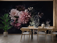 Gothic Garden Delight Wallpaper Mural with Dark Blooms