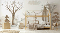 Gouache Winter Forest Peach Wall Mural - Wallanza