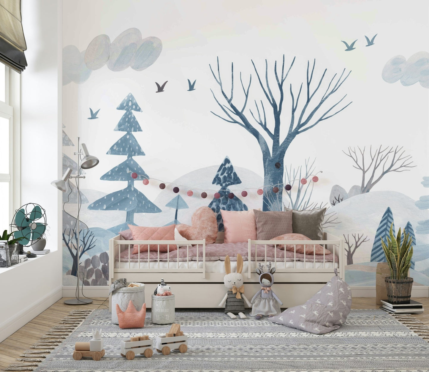 Gouache Winter Forest Wall Mural - Wallanza