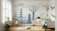 Gouache Winter Forest Wall Mural - Wallanza