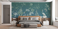 Vintage nature crane wallpaper mural for walls
