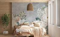 Grunge-inspired peony wall mural for stylish and creative bedroom spaces.