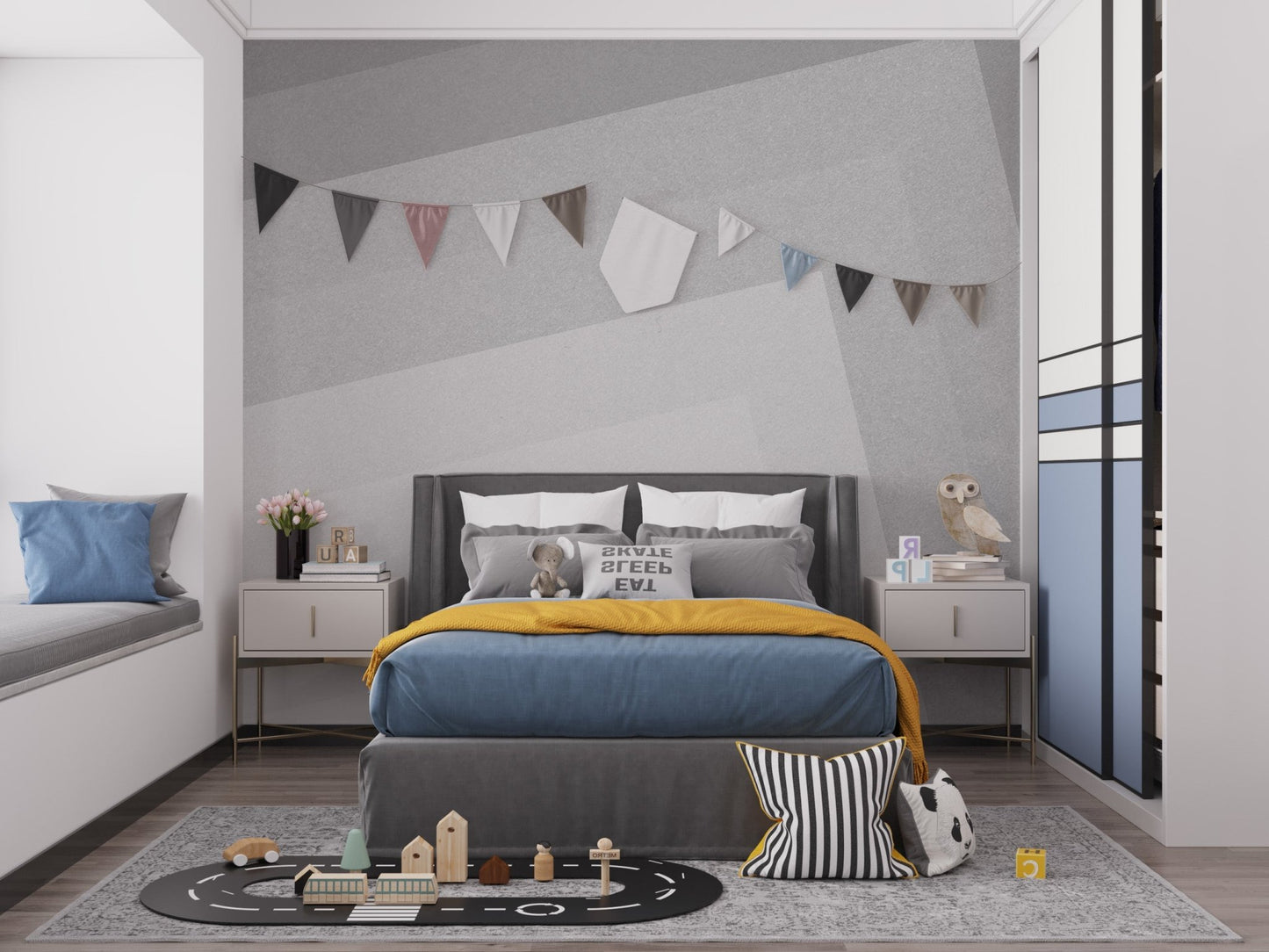 Artistic gradient mural for serene spaces
