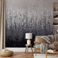Modern geometric vertical line mural for residential feature wall.