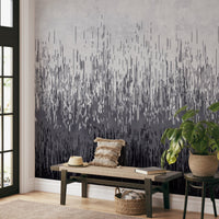 Abstract mural showcasing gradient lines transitioning from white to black.