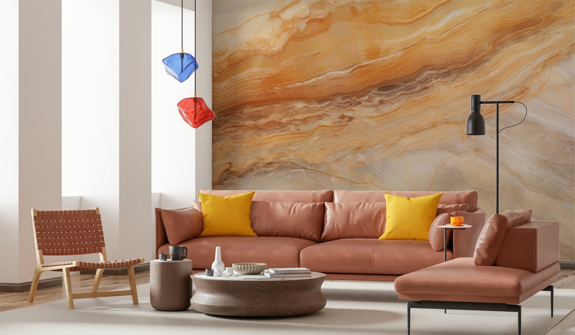 Modern rock pattern on accent wall