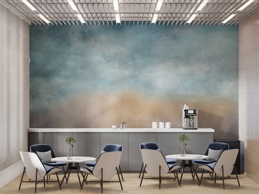 Blue and gray ombre wall mural for a calming interior aesthetic.