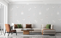 Gray Forest Animals Pattern Wallpaper - Wallanza