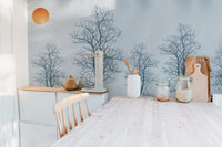 Gray Forest Crimson Sun Wallpaper Mural - Wallanza