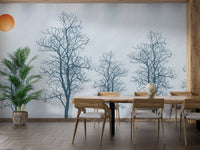 Gray Forest Crimson Sun Wallpaper Mural - Wallanza