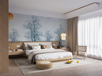 Gray Forest Crimson Sun Wallpaper Mural - Wallanza