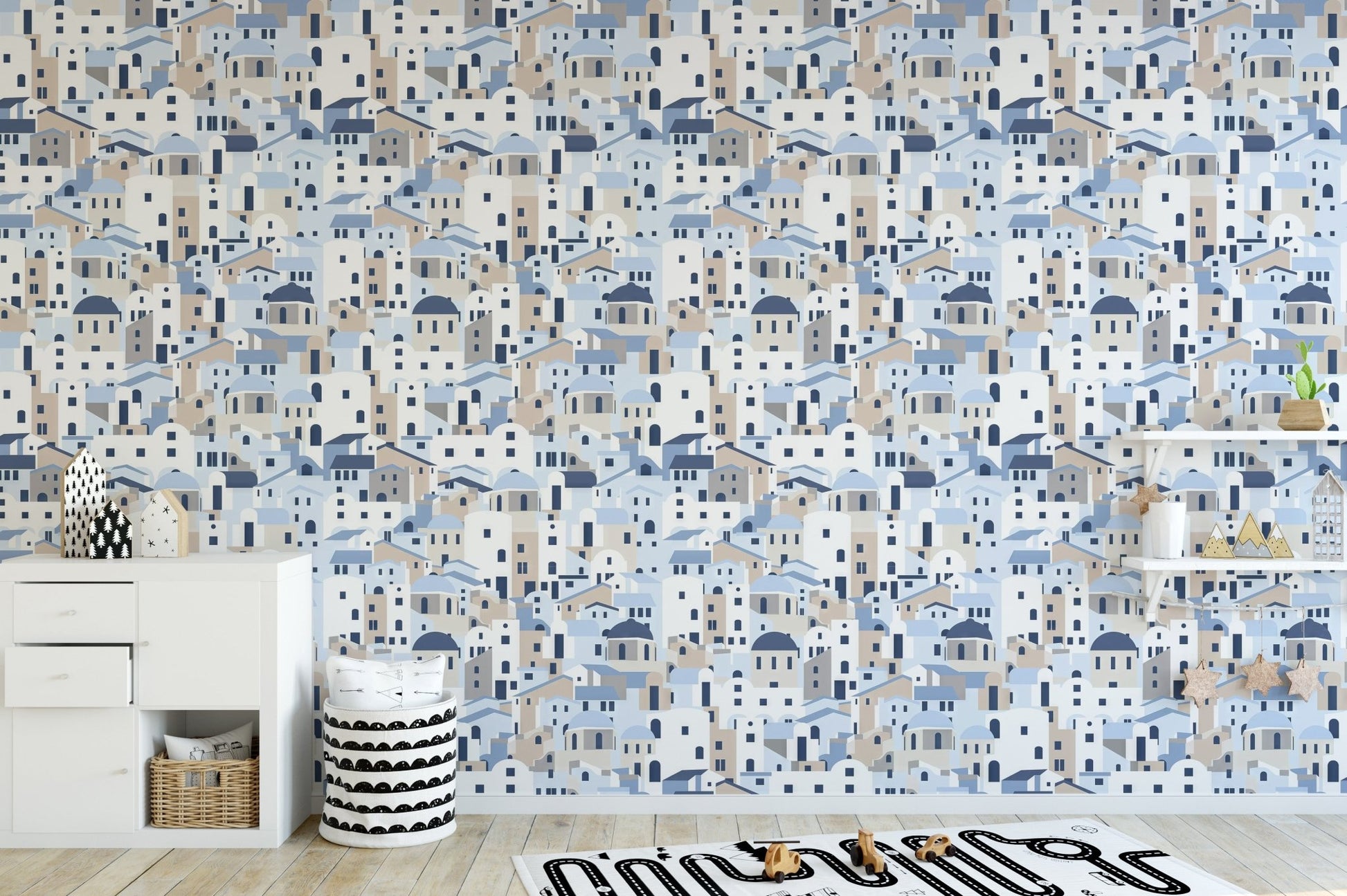 Greek Island Houses Wall Mural - Wallanza