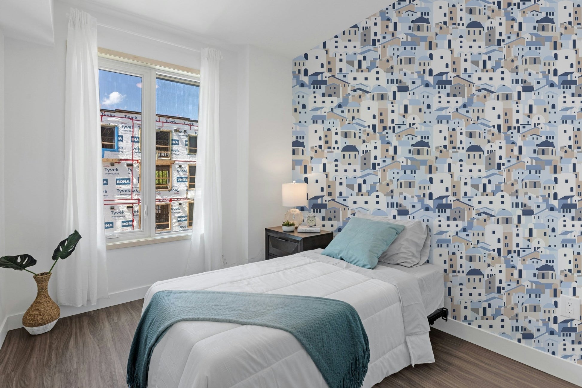 Greek Island Houses Wall Mural - Wallanza