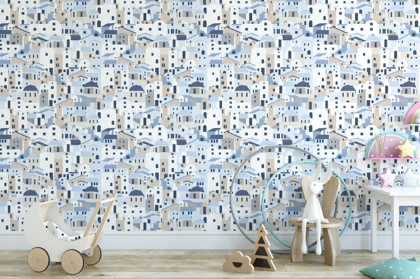 Greek Island Houses Wall Mural - Wallanza