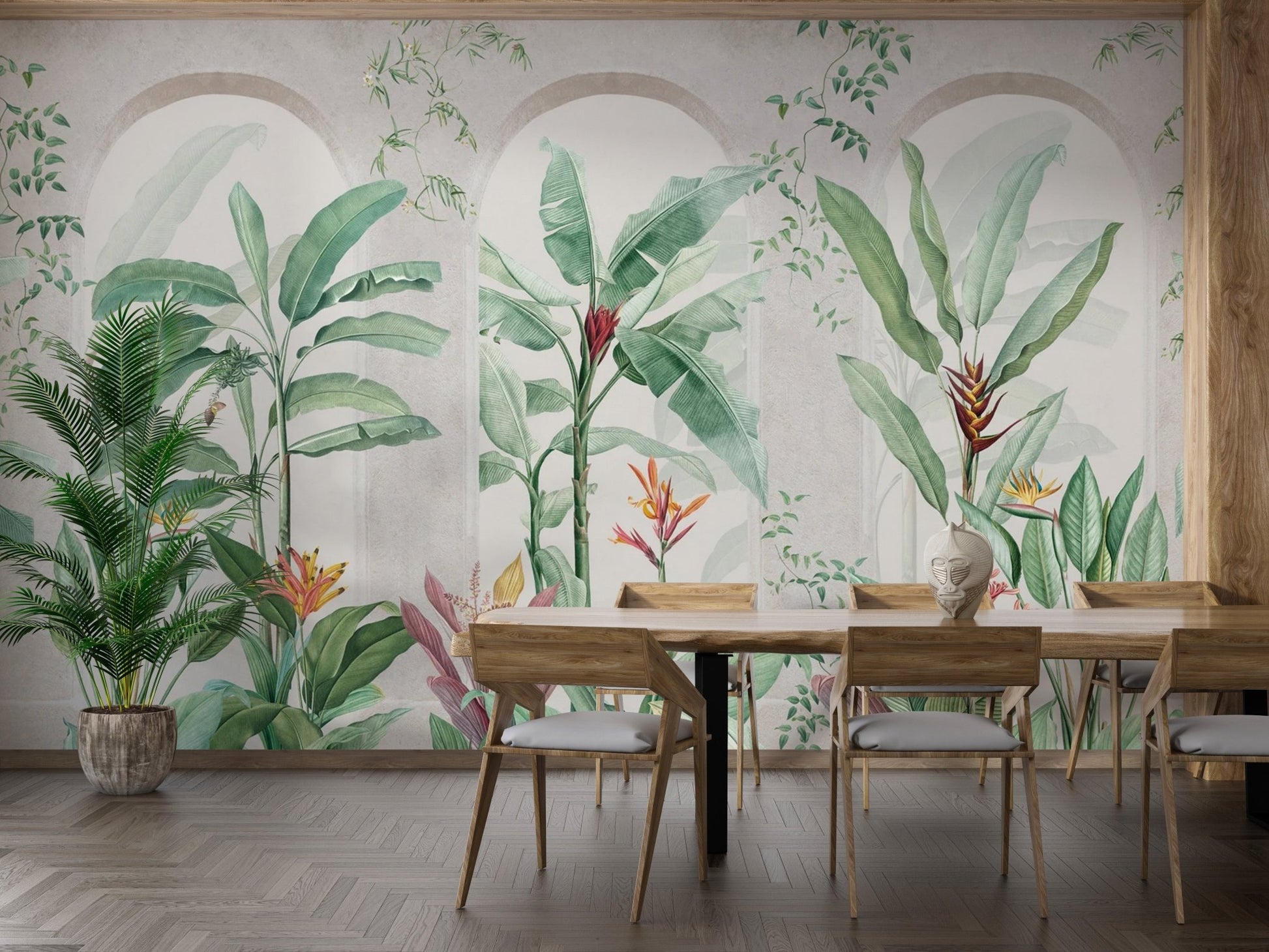 Green Banana Leaf Tropical Wallpaper - Wallanza